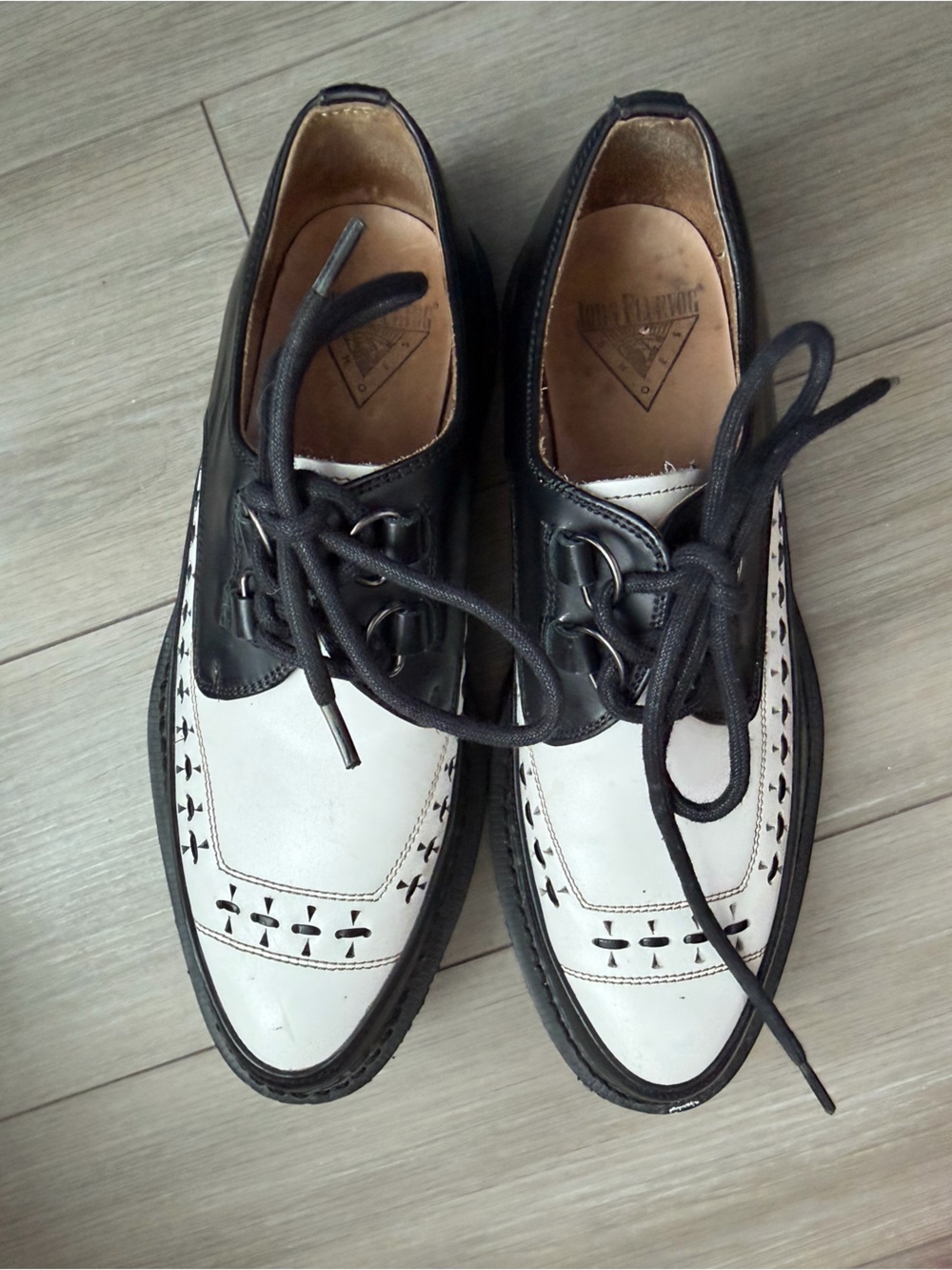 John Fluevog Black and White Platform Creepers - Size 9W